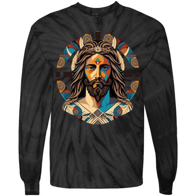 Jesus Christ Art Tie-Dye Long Sleeve Shirt