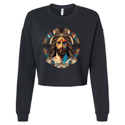 Jesus Christ Art Cropped Pullover Crew