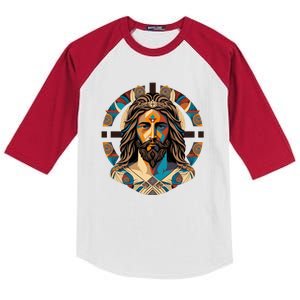 Jesus Christ Art Kids Colorblock Raglan Jersey