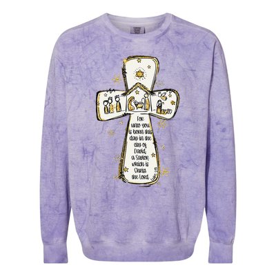 Jesus Christmas A Savior Which Is Christ The Lord Luke 211 Colorblast Crewneck Sweatshirt