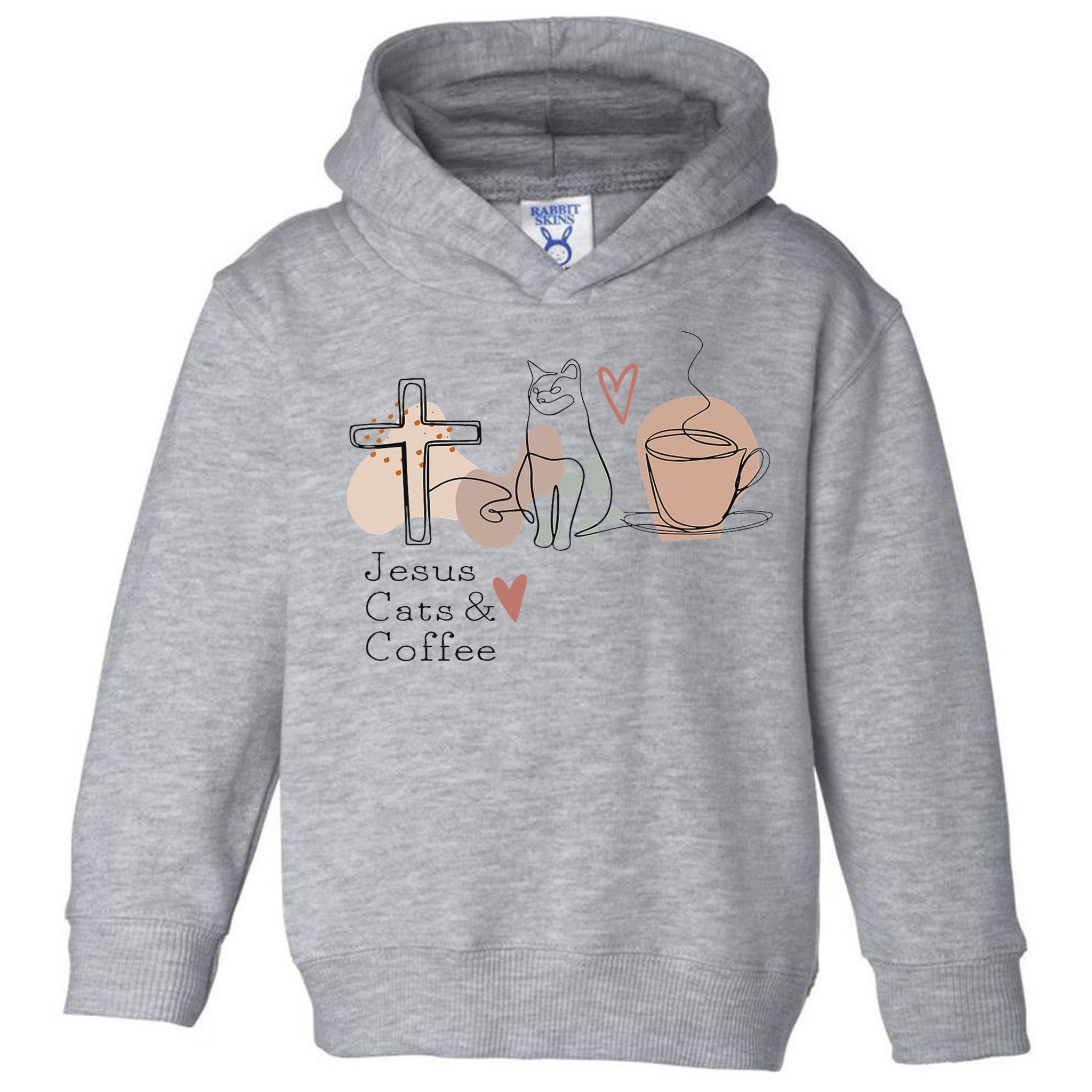 Jesus Cats And Coffee Minimalist Design Toddler Hoodie