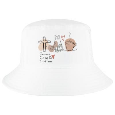Jesus Cats And Coffee Minimalist Design Cool Comfort Performance Bucket Hat