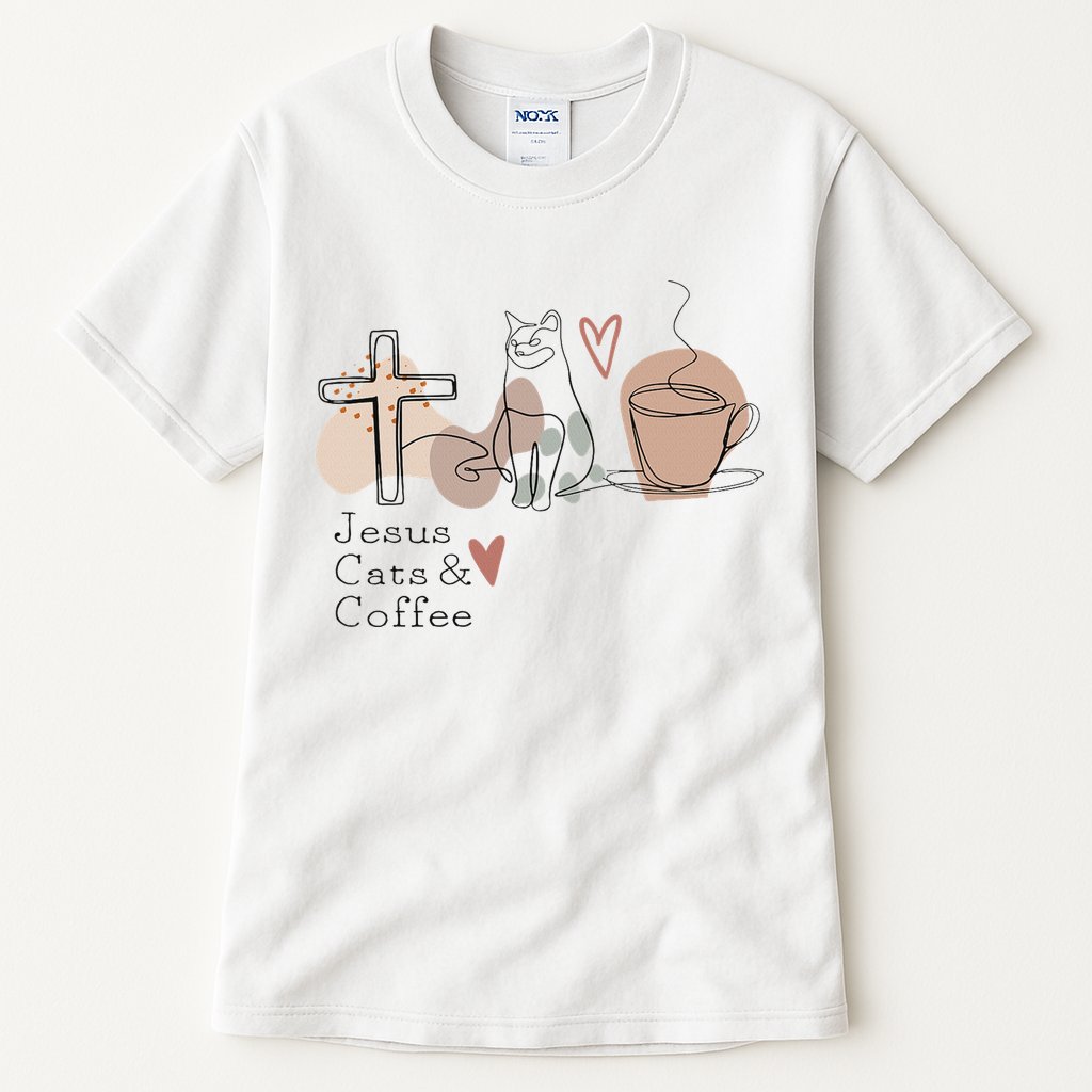 Jesus Cats And Coffee Minimalist Design Tall T-Shirt
