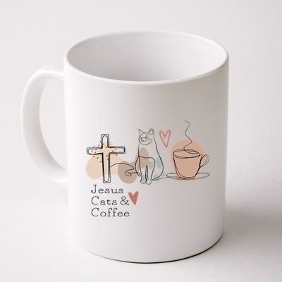 Jesus Cats And Coffee Minimalist Design Mug