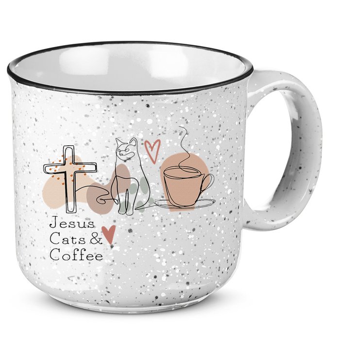 Jesus Cats And Coffee Minimalist Design 15oz Campfire Ceramic Mug