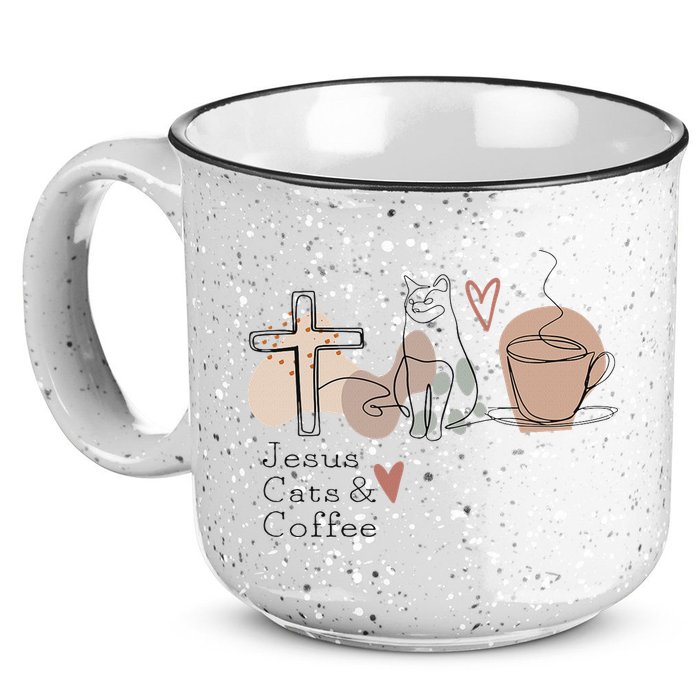 Jesus Cats And Coffee Minimalist Design 15oz Campfire Ceramic Mug