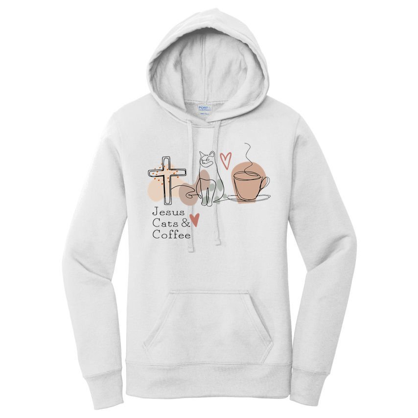 Jesus Cats And Coffee Minimalist Design Women's Pullover Hoodie