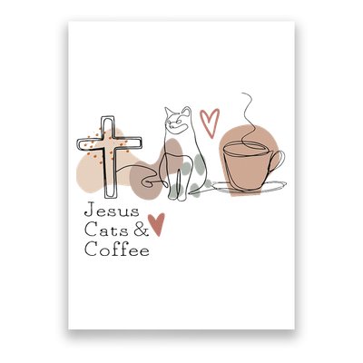 Jesus Cats And Coffee Minimalist Design Poster