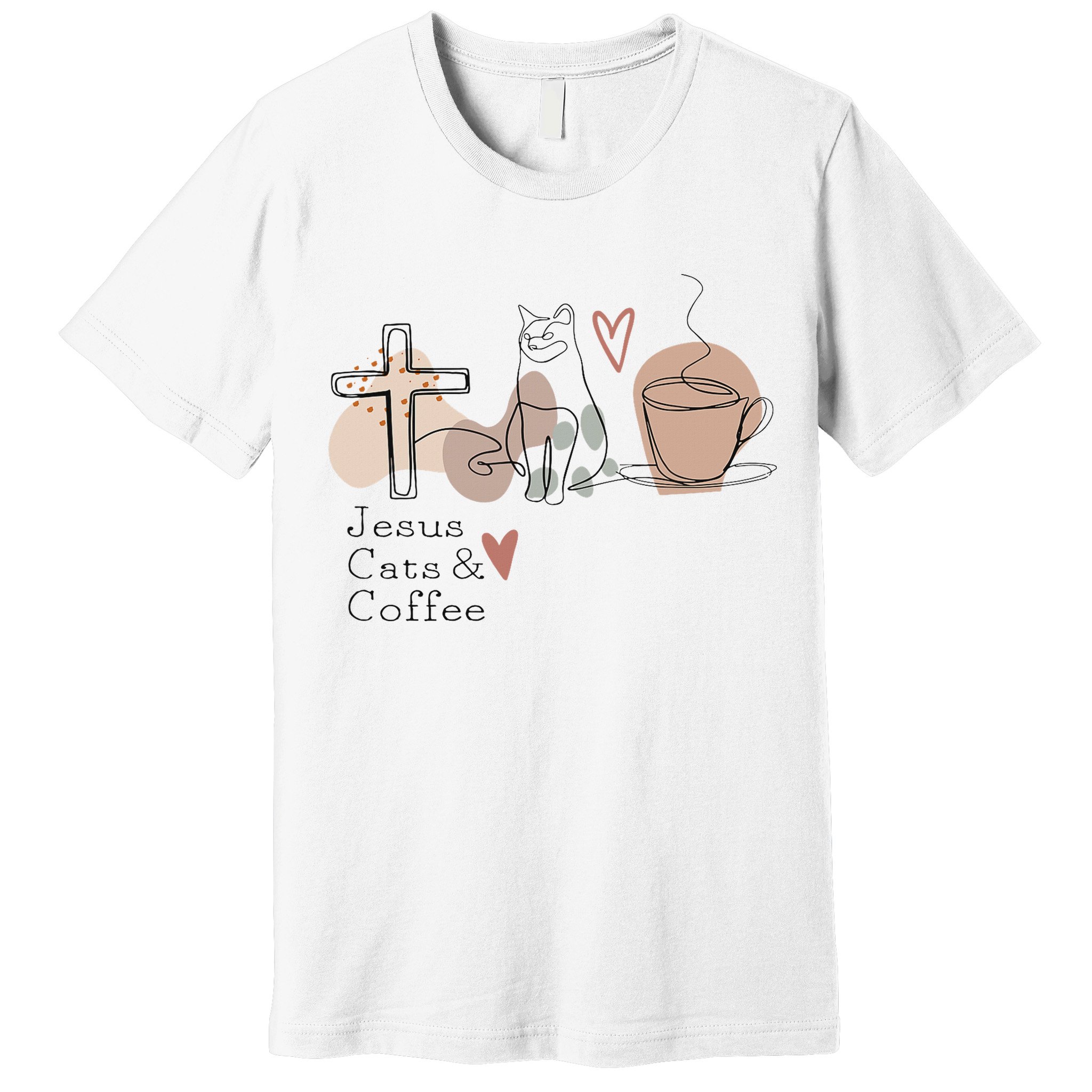 Jesus Cats And Coffee Minimalist Design Premium T-Shirt