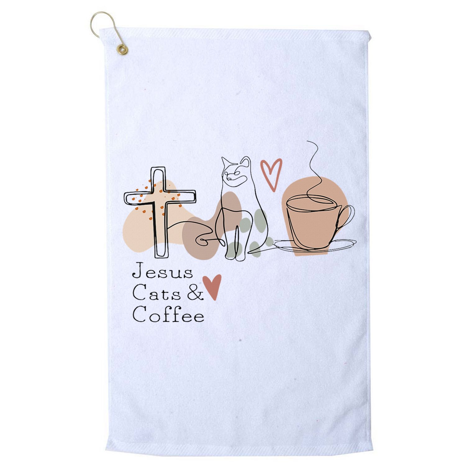 Jesus Cats And Coffee Minimalist Design Golf Towel
