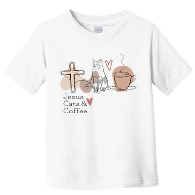 Jesus Cats And Coffee Minimalist Design Toddler T-Shirt