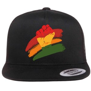 Juneteenth Cool Black History African American Flag Flat Bill Trucker Hat