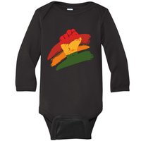 Juneteenth Cool Black History African American Flag Baby Long Sleeve Bodysuit