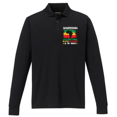 Juneteenth Celebrating Black Freedom 1865 African American Performance Long Sleeve Polo