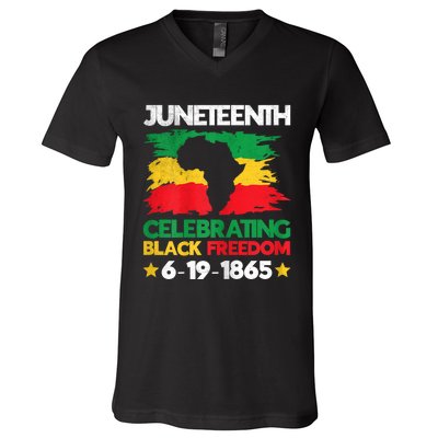 Juneteenth Celebrating Black Freedom 1865 African American V-Neck T-Shirt