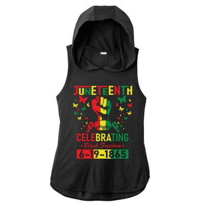 Juneteenth Celebrating Black Freedom 1865 African American Ladies PosiCharge Tri-Blend Wicking Draft Hoodie Tank