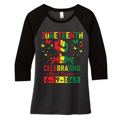 Juneteenth Celebrating Black Freedom 1865 African American Women's Tri-Blend 3/4-Sleeve Raglan Shirt