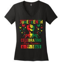 Juneteenth Celebrating Black Freedom 1865 African American Women's V-Neck T-Shirt