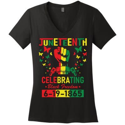 Juneteenth Celebrating Black Freedom 1865 African American Women's V-Neck T-Shirt