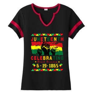 Juneteenth Celebrating Black Freedom 1865 African American Ladies Halftime Notch Neck Tee