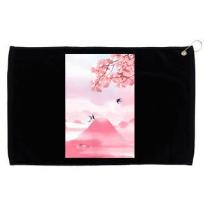 Japanese Cherry Blossom Japanese Woodblock Art Retro Grommeted Golf Towel