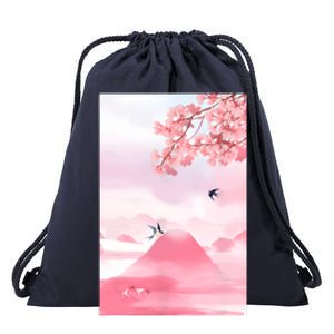 Japanese Cherry Blossom Japanese Woodblock Art Retro Drawstring Bag