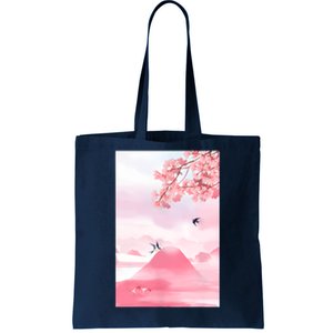 Japanese Cherry Blossom Japanese Woodblock Art Retro Tote Bag