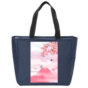 Japanese Cherry Blossom Japanese Woodblock Art Retro Zip Tote Bag