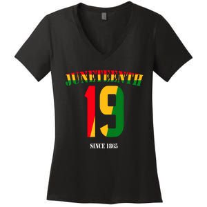 Juneteenth Cool Black History June 19 2024 Awesome Flag Women's V-Neck T-Shirt