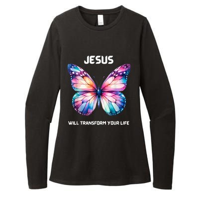 Jesus Christian Butterfly Meaningful Transformation Womens CVC Long Sleeve Shirt