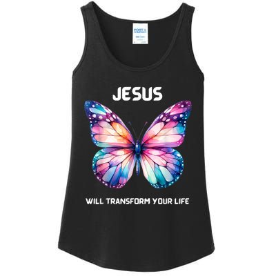 Jesus Christian Butterfly Meaningful Transformation Ladies Essential Tank