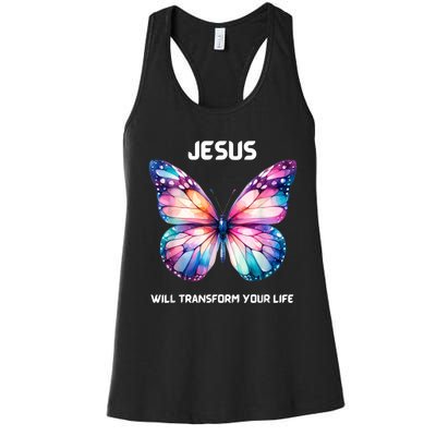 Jesus Christian Butterfly Meaningful Transformation Women's Racerback Tank