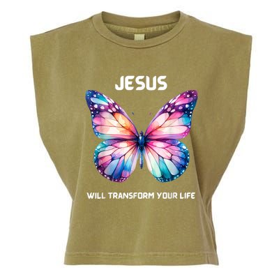 Jesus Christian Butterfly Meaningful Transformation Garment-Dyed Women's Muscle Tee