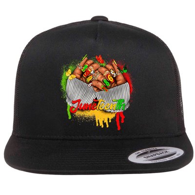 Juneteenth Celebrate Black Man Hands Nails Flatbill Hat