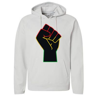 Juneteenth Celebrates Black African American Freedom Fist Performance Fleece Hoodie