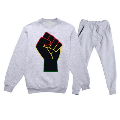 Juneteenth Celebrates Black African American Freedom Fist Premium Crewneck Sweatsuit Set