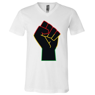 Juneteenth Celebrates Black African American Freedom Fist V-Neck T-Shirt