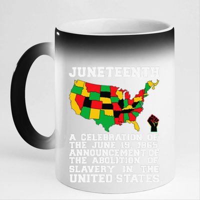 Juneteenth Celebrates Black African American Freedom History 11oz Black Color Changing Mug