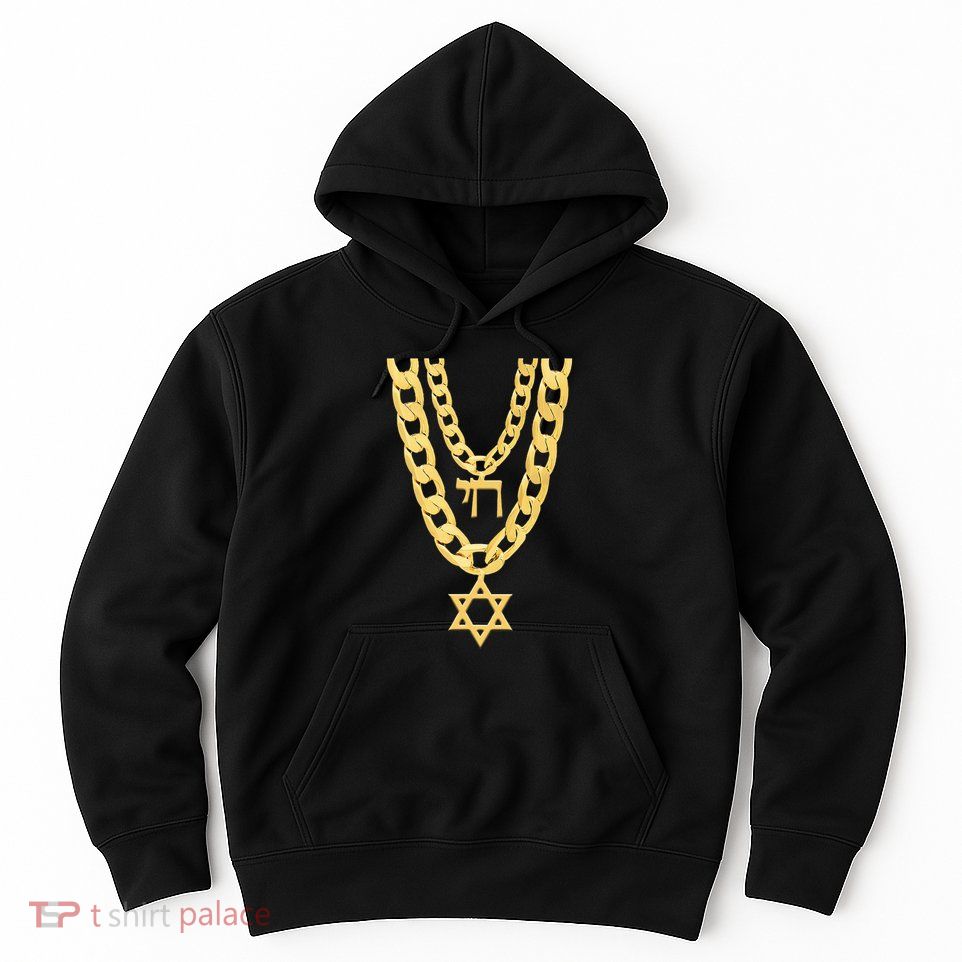 Jew Chai Bling Chain Hanukkah Festival Of Lights Jew Hoodie