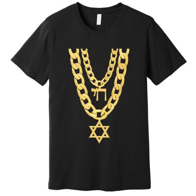 Jew Chai Bling Chain Hanukkah Festival Of Lights Jew Premium T-Shirt