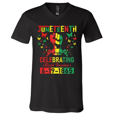 Juneteenth Celebrating Black Freedom 1865 African American V-Neck T-Shirt