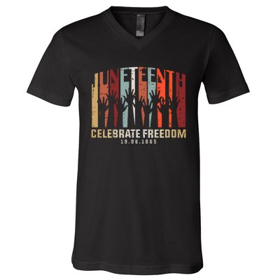 Juneteenth Celebrating Black Freedom, Black History V-Neck T-Shirt