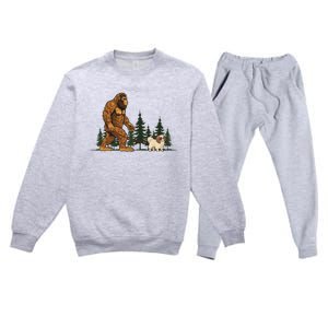 Japanese Chin Bigfoot Dog Walking Dog Mom Dad Premium Crewneck Sweatsuit Set