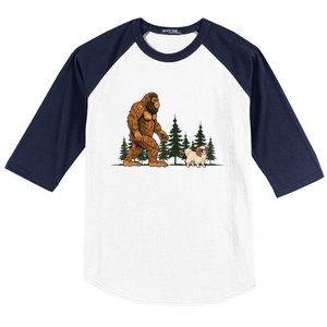 Japanese Chin Bigfoot Dog Walking Dog Mom Dad Baseball Sleeve Shirt