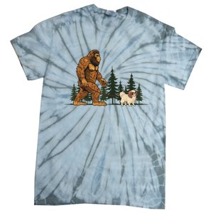 Japanese Chin Bigfoot Dog Walking Dog Mom Dad Tie-Dye T-Shirt