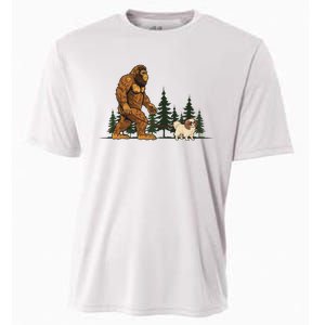 Japanese Chin Bigfoot Dog Walking Dog Mom Dad Cooling Performance Crew T-Shirt