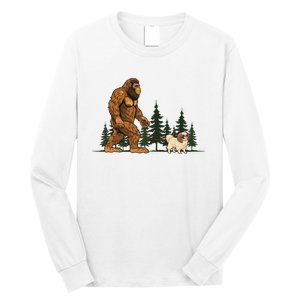 Japanese Chin Bigfoot Dog Walking Dog Mom Dad Long Sleeve Shirt