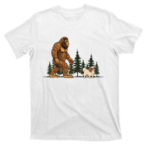 Japanese Chin Bigfoot Dog Walking Dog Mom Dad T-Shirt