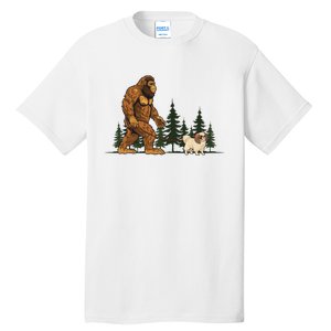 Japanese Chin Bigfoot Dog Walking Dog Mom Dad Tall T-Shirt