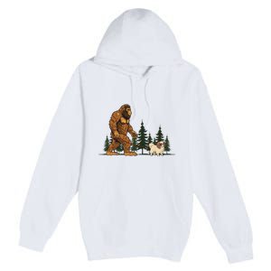 Japanese Chin Bigfoot Dog Walking Dog Mom Dad Premium Pullover Hoodie